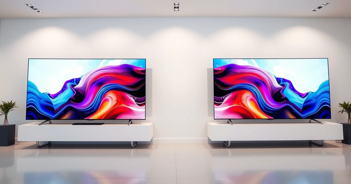 duas televisões lado a lado em showroom para comparação